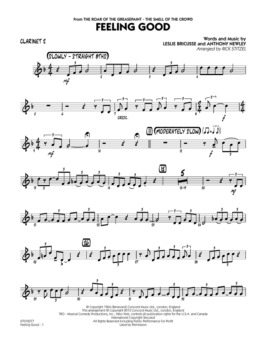 Feeling Good - Bb Clarinet 2 Jazz Ensemble scores gallery preview page 1
