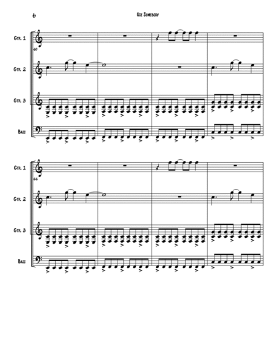 Use Somebody Use Somebody Guitar Ensemble scores gallery preview page 6