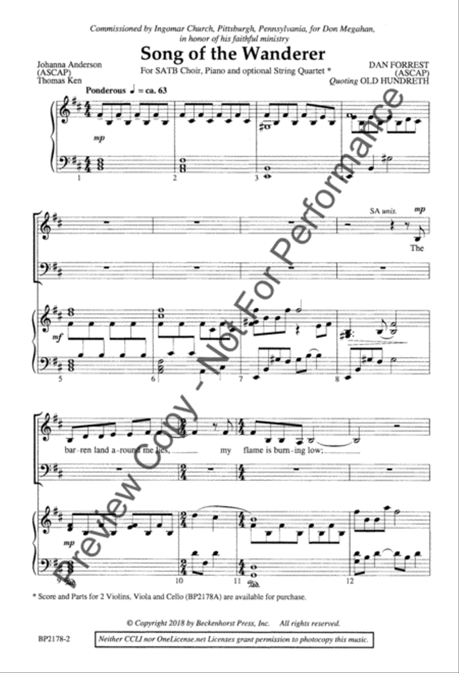 Song of the Wanderer Song of the Wanderer 4-Part scores gallery preview page 3