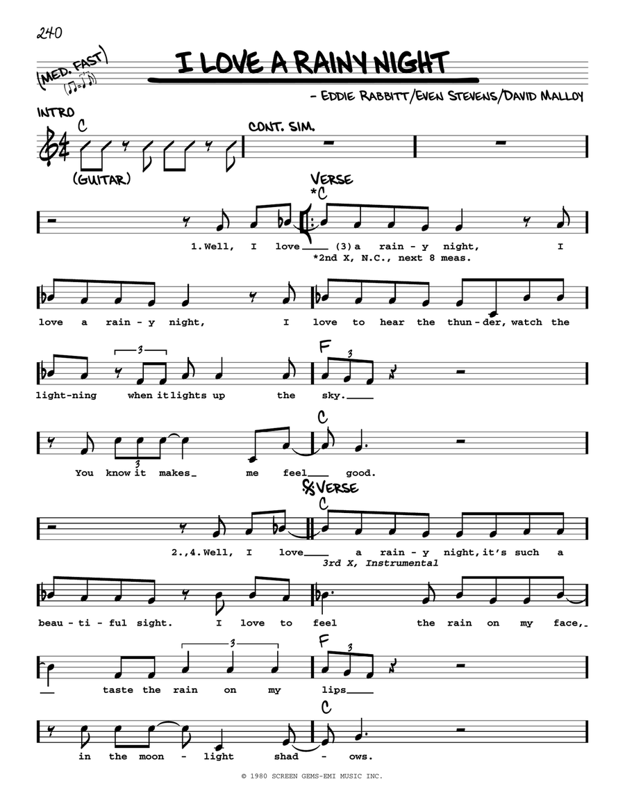 I Love A Rainy Night Voice scores gallery preview page 1