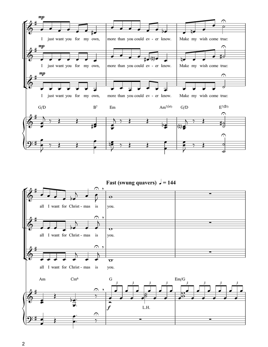 All I Want For Christmas Is You (arr. Berty Rice) SSA scores gallery preview page 2