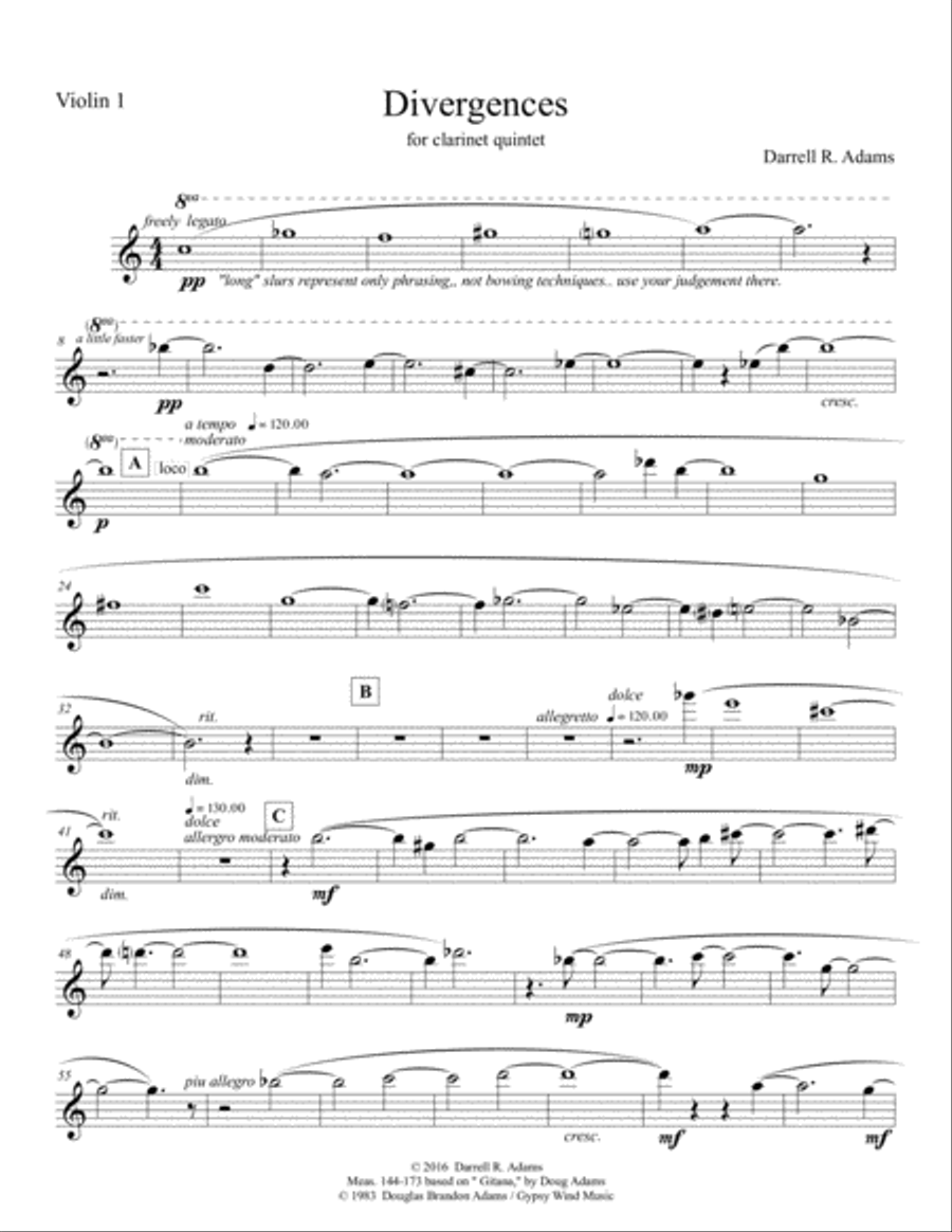 Divergences Violin 1 Chamber Orchestra scores gallery preview page 1
