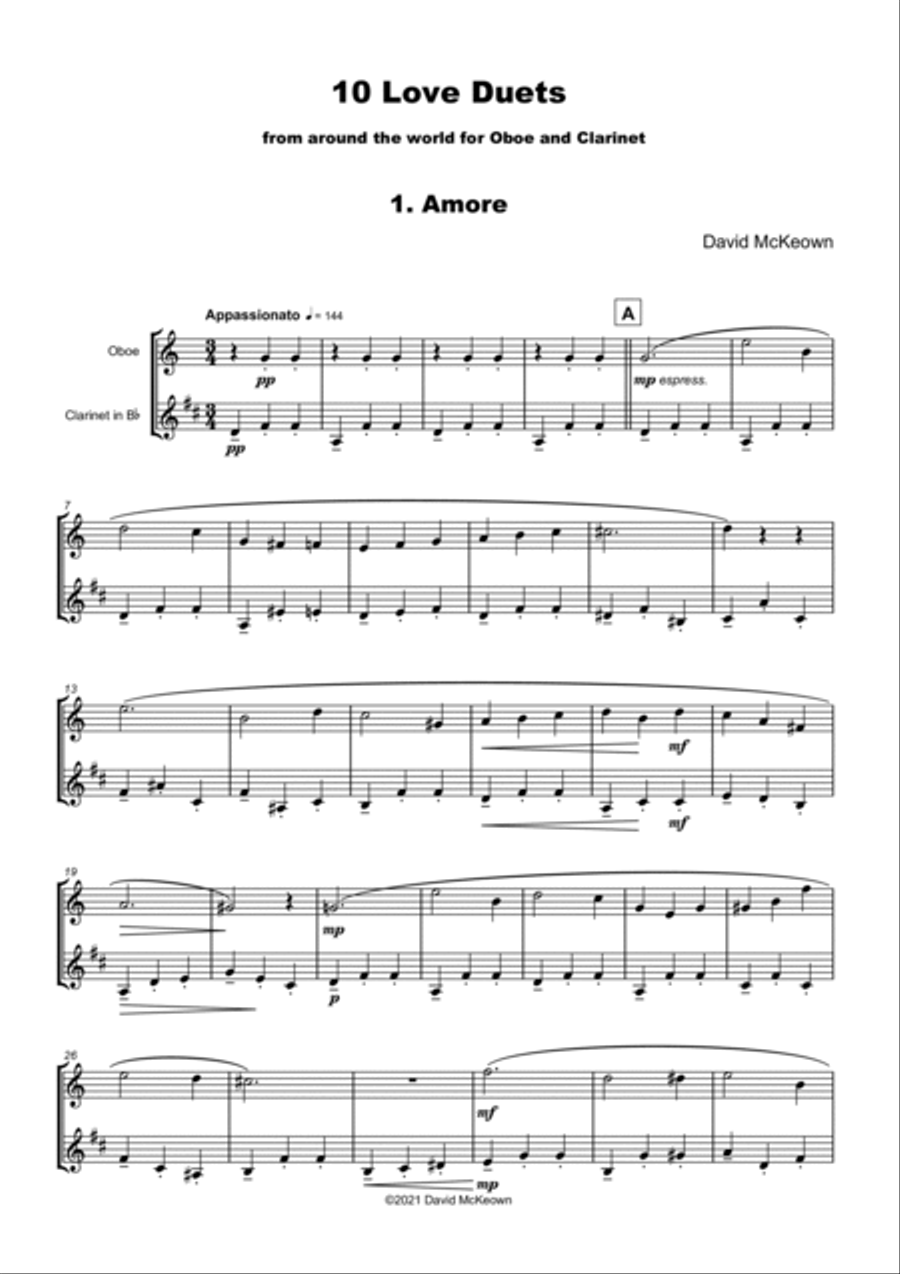 10 Love Duets for Oboe and Clarinet