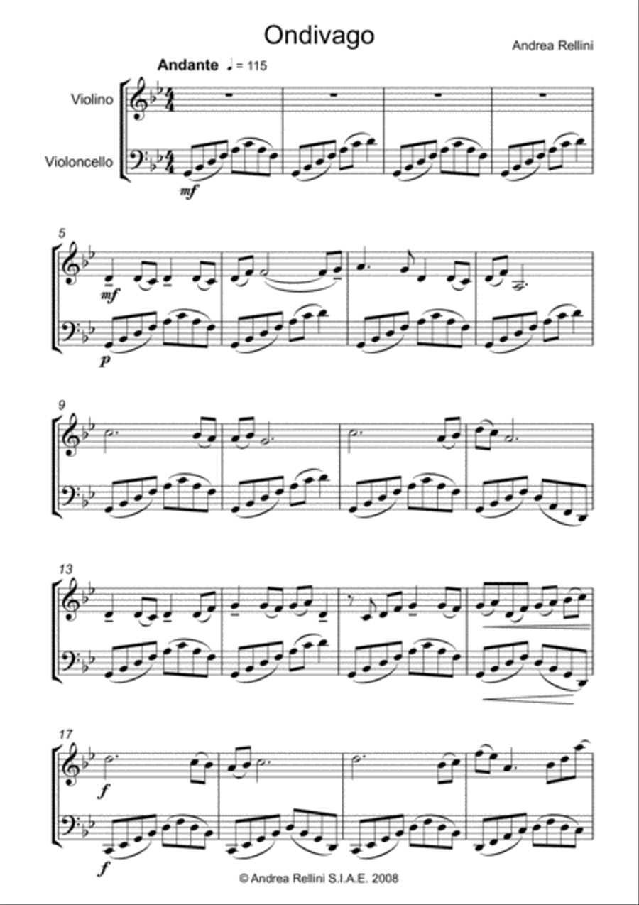 Ondivago ( Duet VIolin & Cello) Ondivago ( Duet VIolin & Cello) String Duet scores gallery preview page 2
