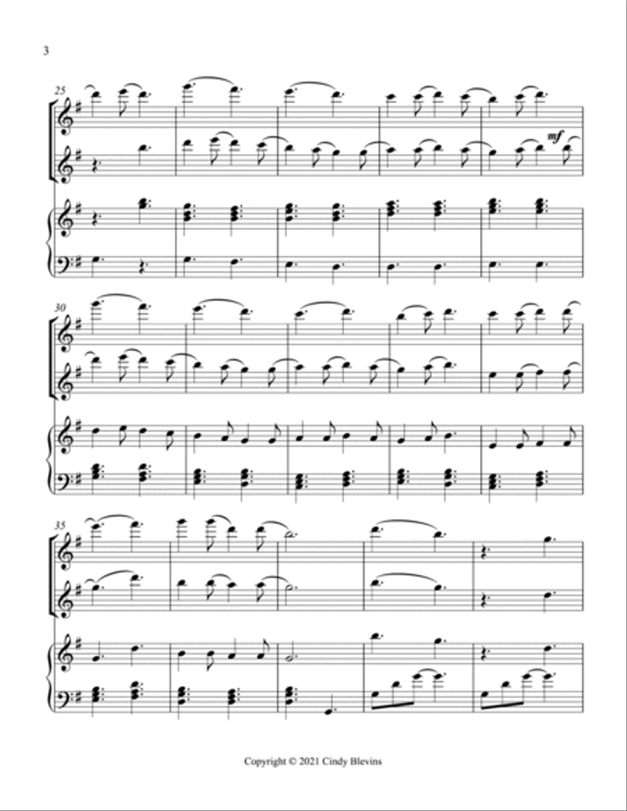 In Dulci Jubilo, Two Flutes and Harp Flute Duet scores gallery preview page 4