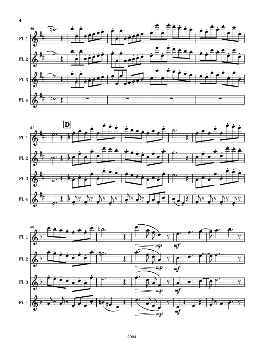 Four Butterflies on the Lawn Woodwind Quartet scores gallery preview page 4