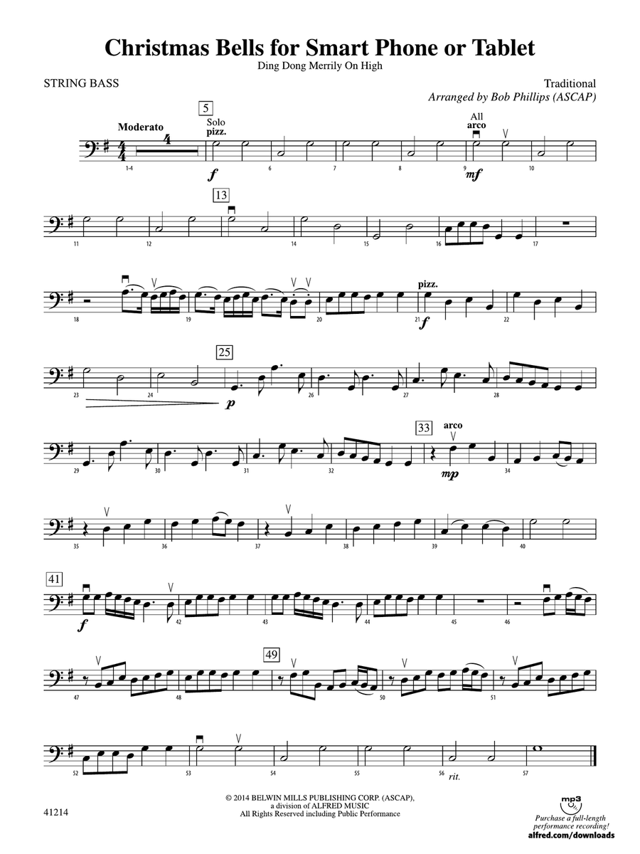 Christmas Bells for Smart Phone or Tablet: String Bass