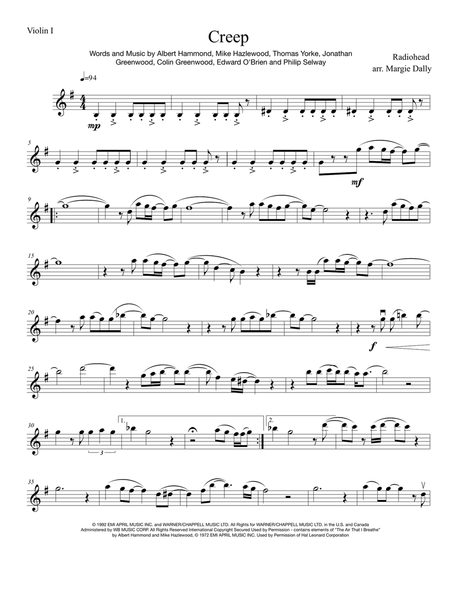 Creep Creep String Quartet scores gallery preview page 1