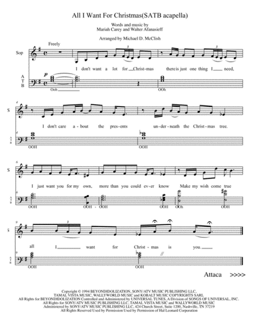 All I Want For Christmas Is You (SATB acapella) image number null