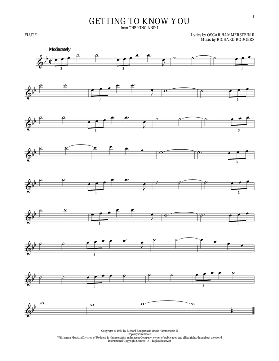 Getting To Know You Flute Solo scores gallery preview page 1