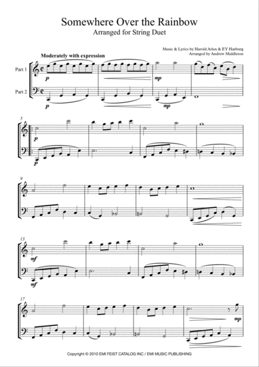 Over The Rainbow String Duet scores gallery preview page 3