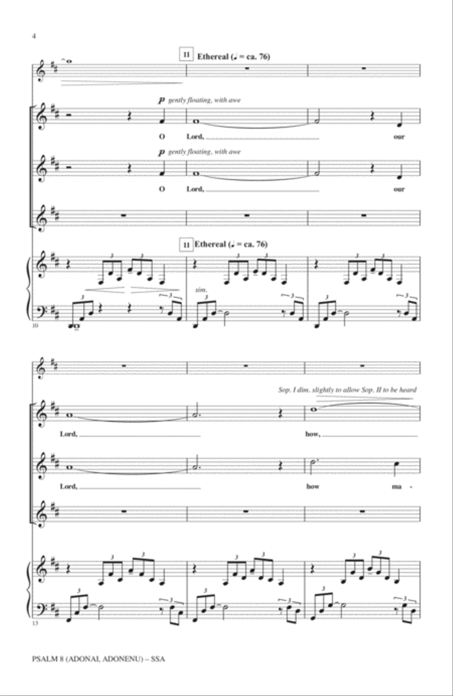 Psalm 8 (Adonai, Adonenu) SSA scores gallery preview page 3