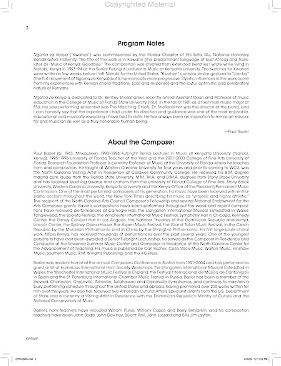 I. Jambo (from Ngoma Za Kenya) Concert Band scores gallery preview page 3