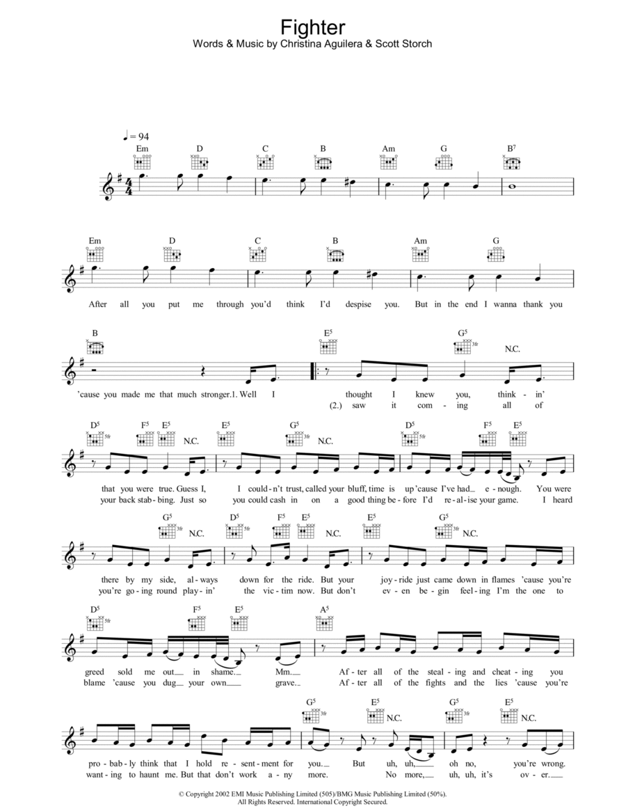 Fighter Piano scores gallery preview page 1