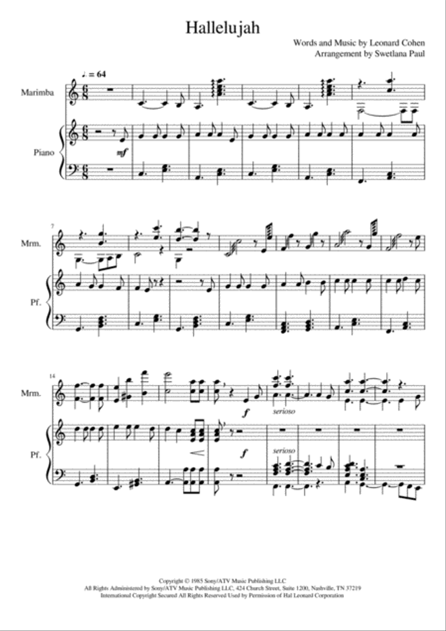 Hallelujah Piano scores gallery preview page 1