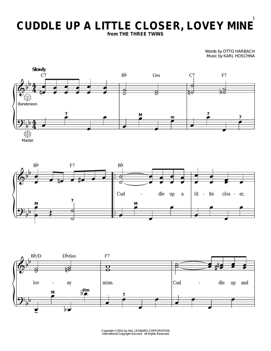 Cuddle Up A Little Closer, Lovey Mine (arr. Gary Meisner) Accordion scores gallery preview page 1