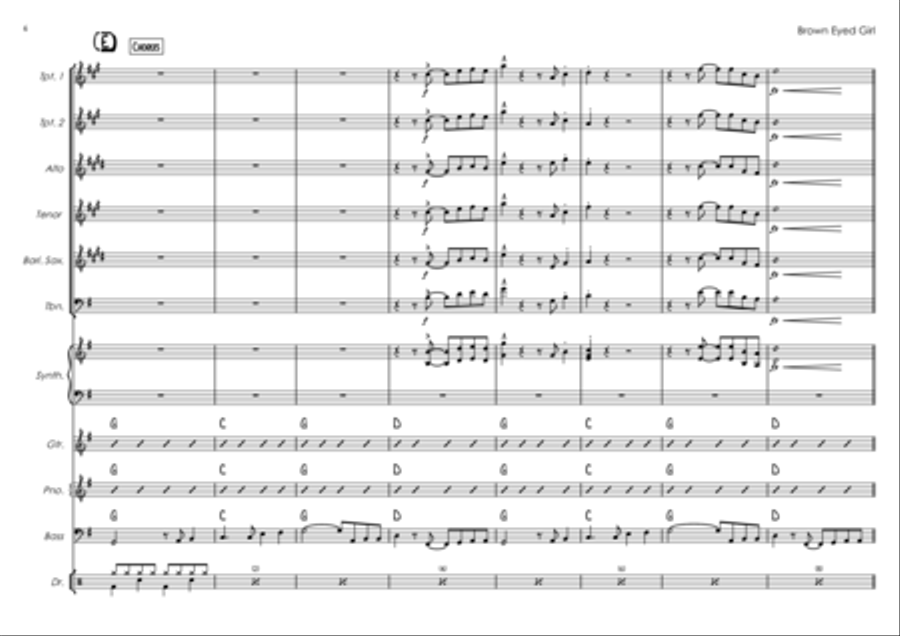 Brown Eyed Girl Jazz Ensemble scores gallery preview page 6