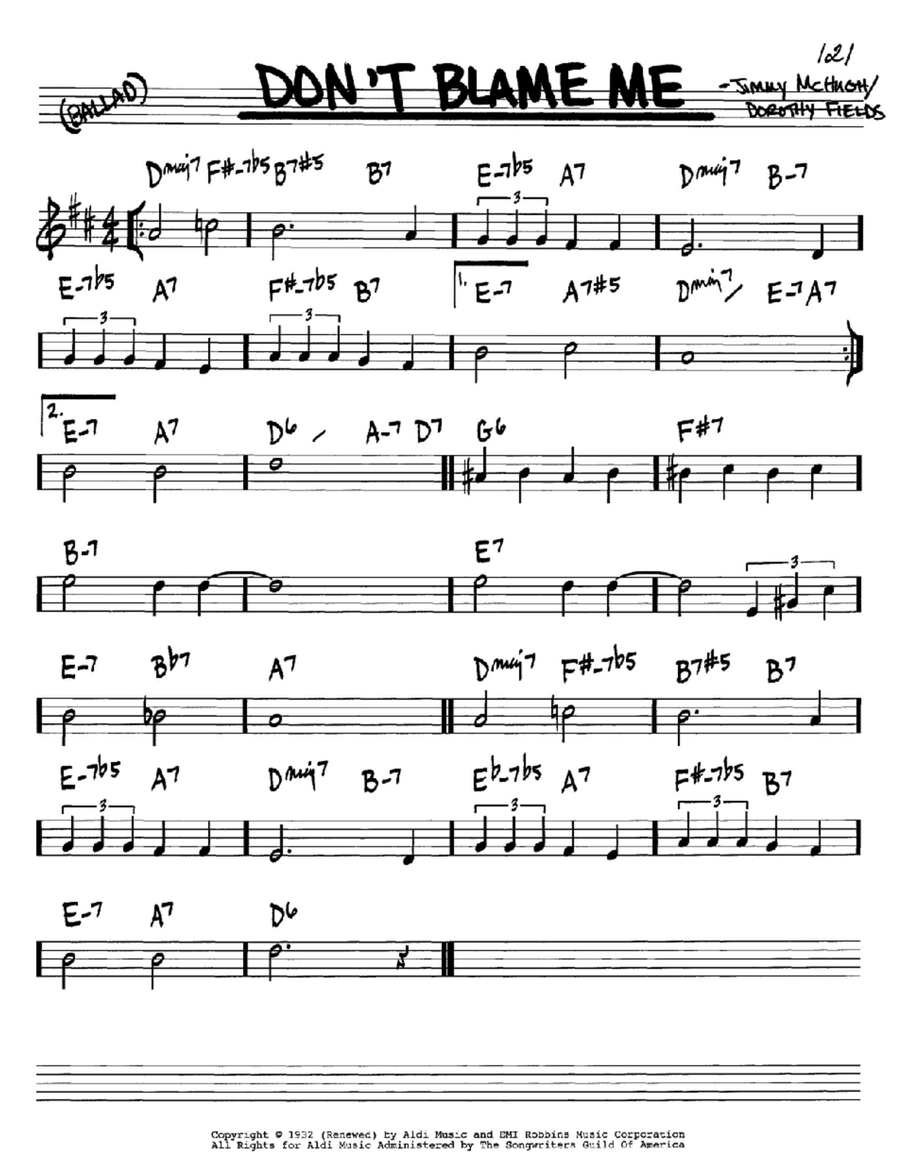 Don't Blame Me Piano scores gallery preview page 1