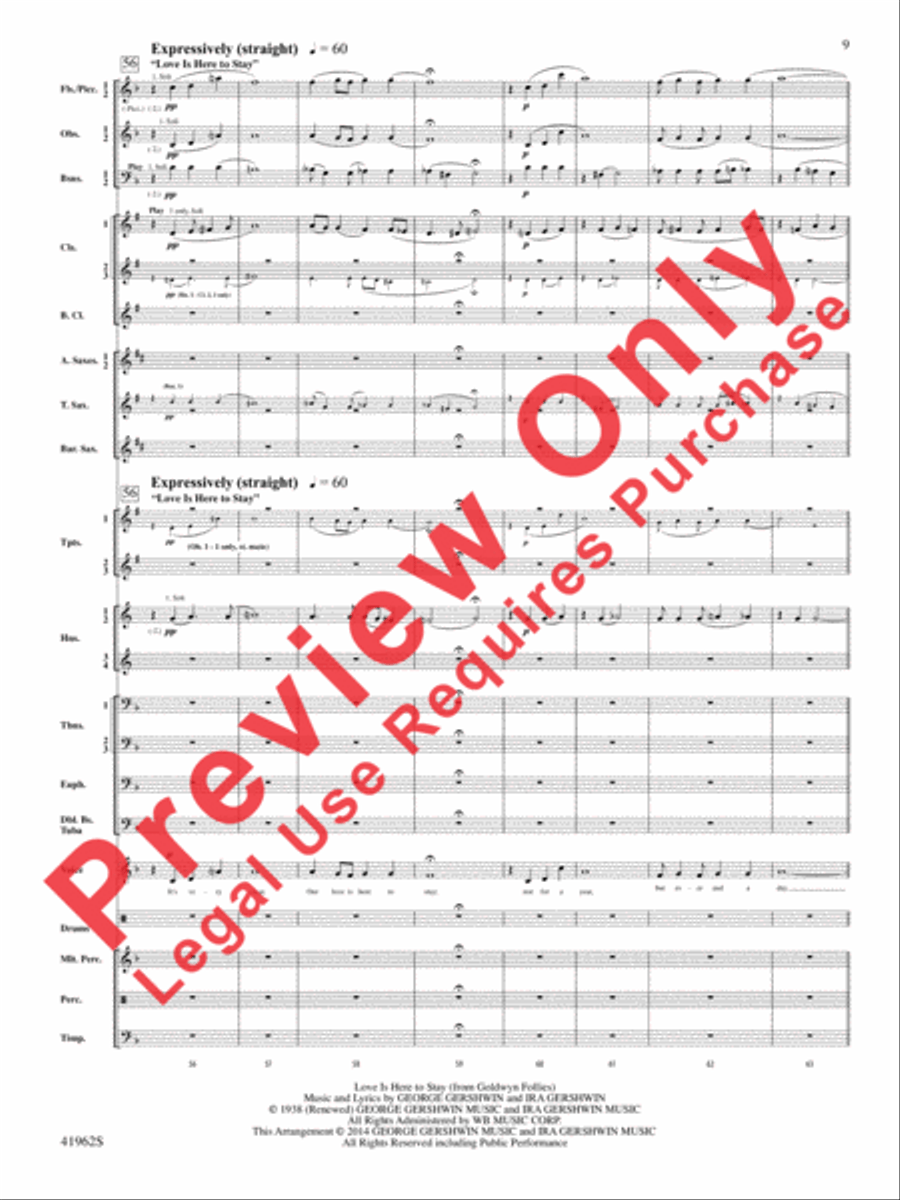 A Gershwin Tribute to Love Concert Band scores gallery preview page 10