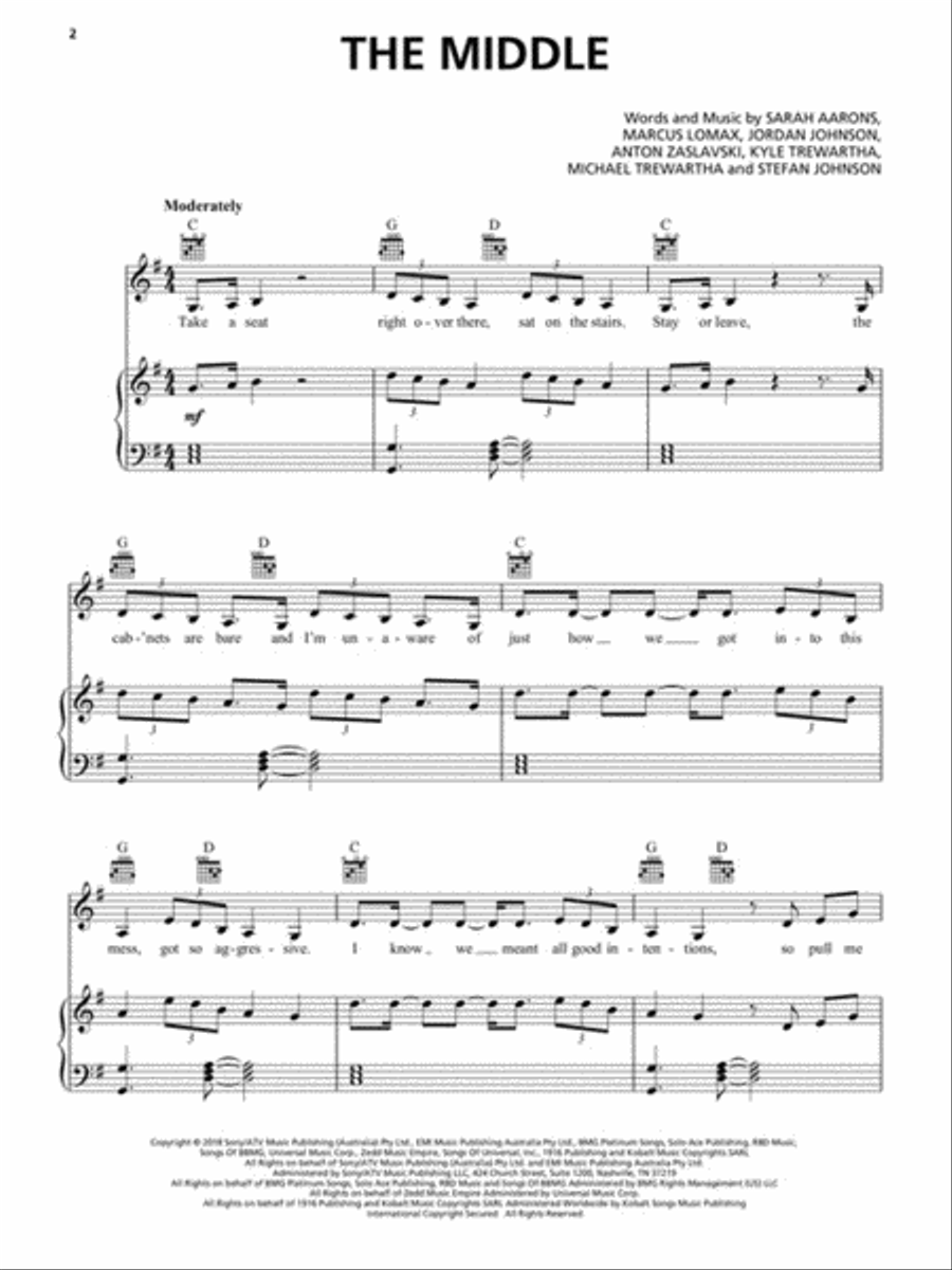 The Middle The Middle Piano, Vocal, Guitar scores gallery preview page 2