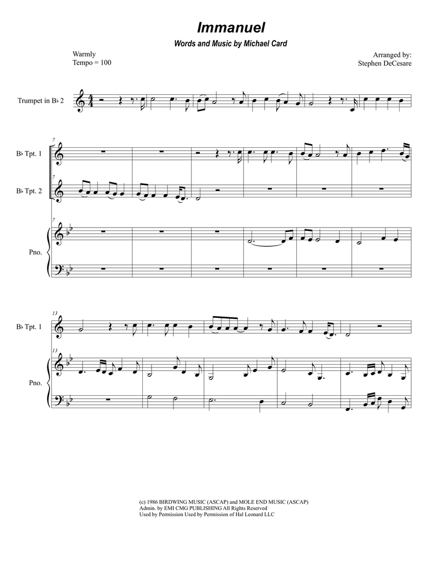 Immanuel Trumpet Duet scores gallery preview page 1