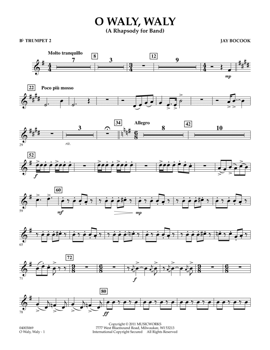 O Waly Waly (A Rhapsody For Band) - Bb Trumpet 2