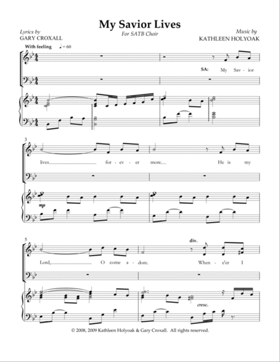 My Savior Lives for SATB CHOIR (EASTER) 4-Part scores gallery preview page 2
