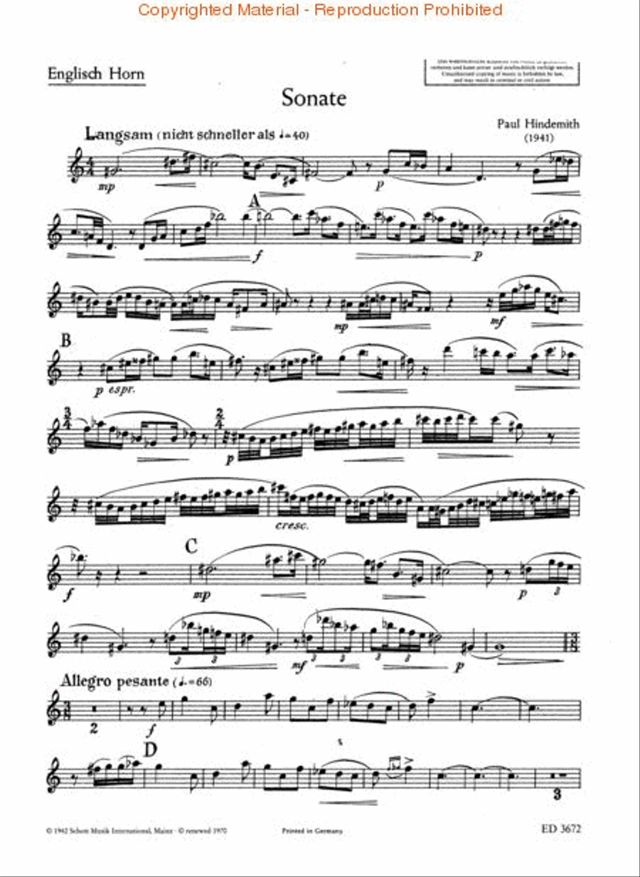 Sonata for English Horn and Piano English Horn scores gallery preview page 4