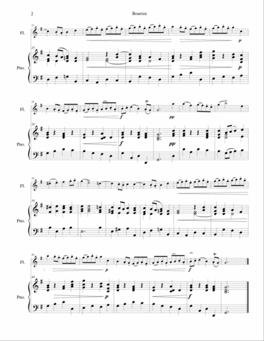 Bourree for Flute & Piano Flute Solo scores gallery preview page 3