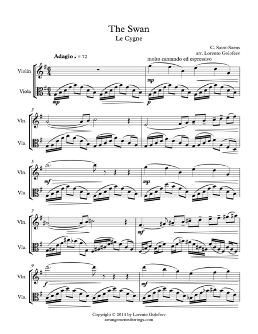 The Swan The Swan String Duet scores gallery preview page 1
