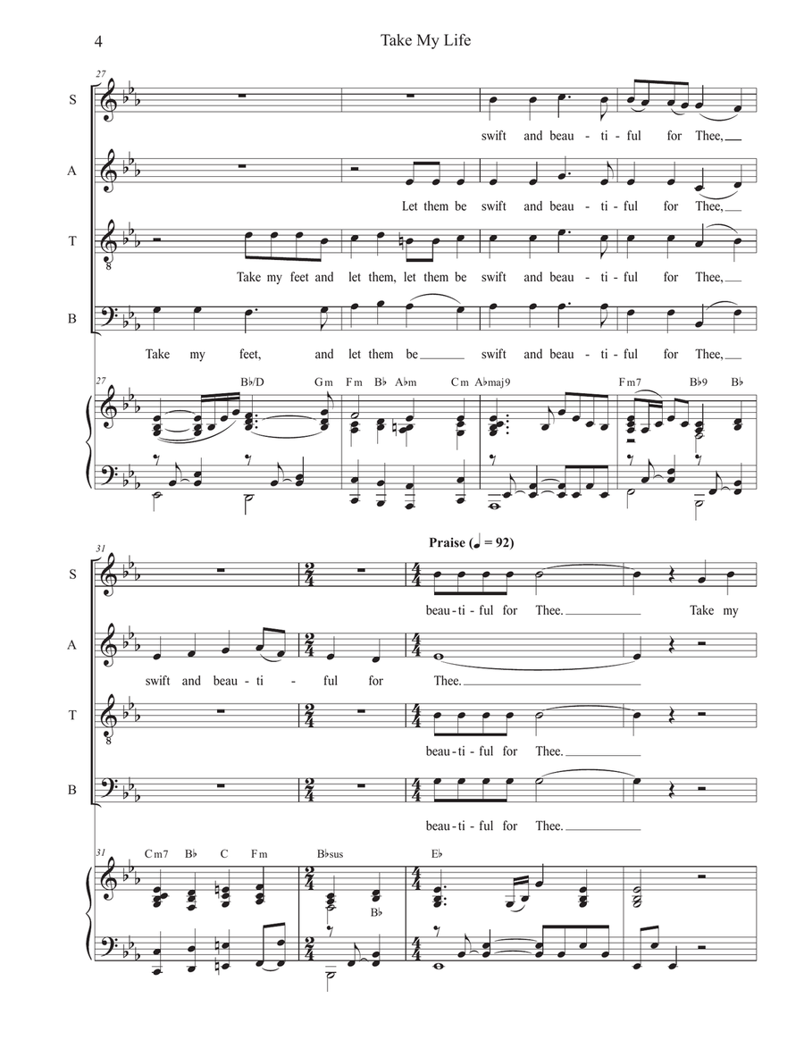 Take My Life (SATB) 4-Part scores gallery preview page 4