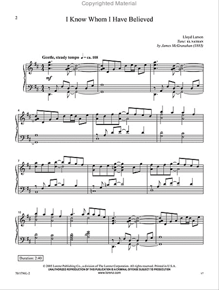I Know Whom I Have Believed Piano Solo scores gallery preview page 2