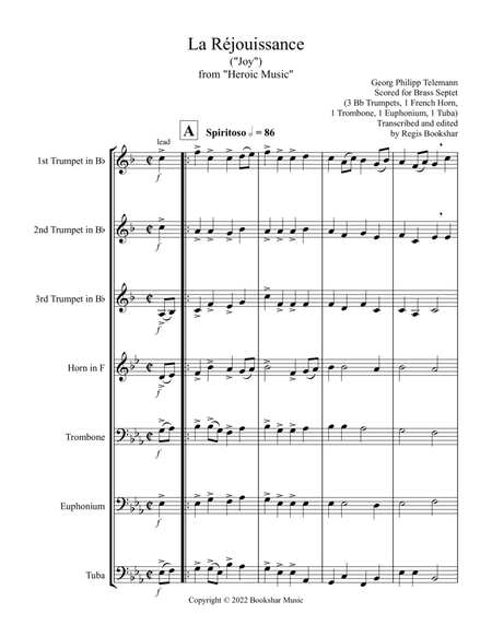 La Rejouissance (from "Heroic Music") (Eb) (Brass Septet - 3 Trp, 1 Hrn, 1 Trb, 1 Euph, 1 Tuba)