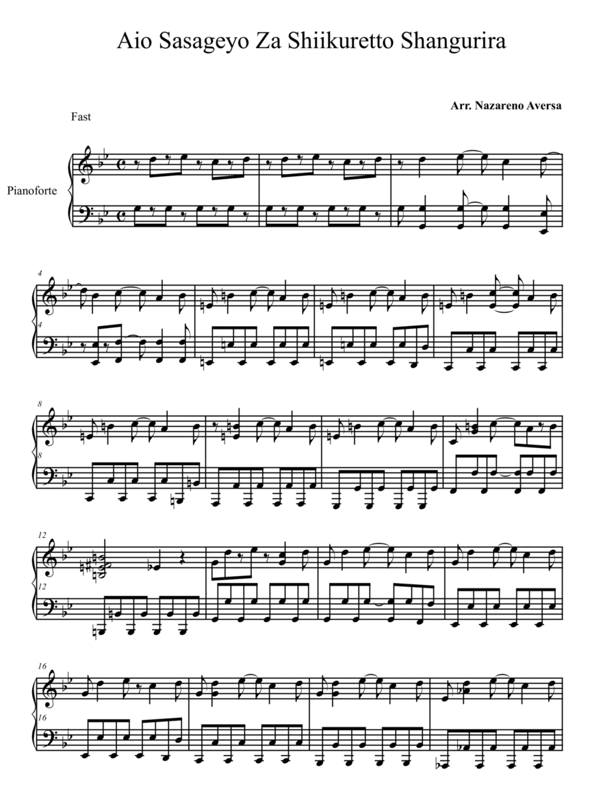 Aio Sasageyo Za Shiikuretto Shangurira Piano Solo scores gallery preview page 1