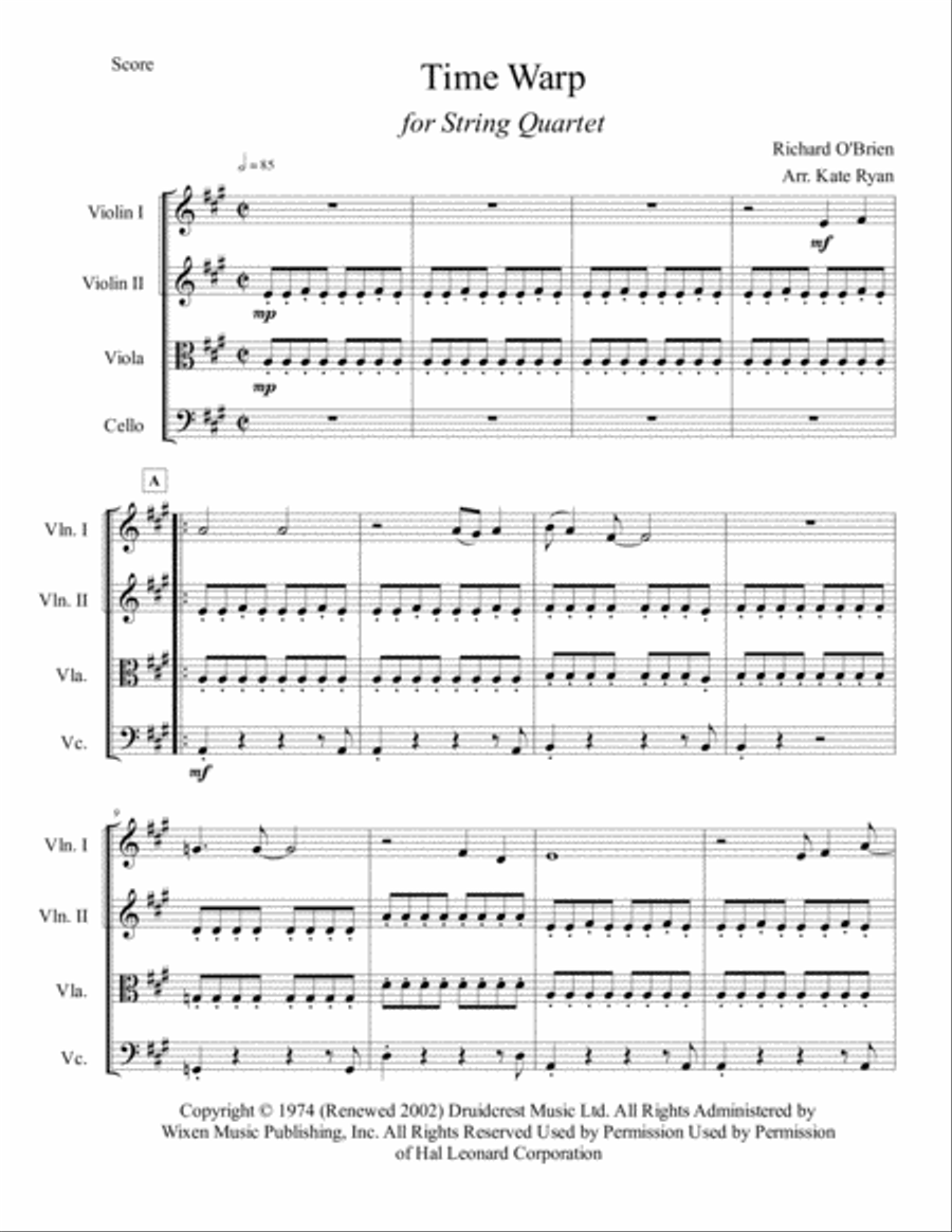Time Warp String Quartet scores gallery preview page 2