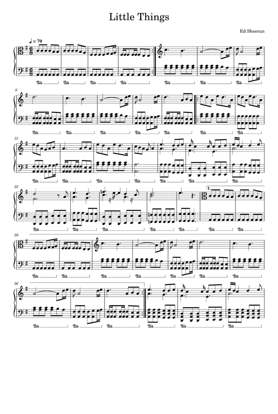 Little Things Piano Solo scores gallery preview page 1