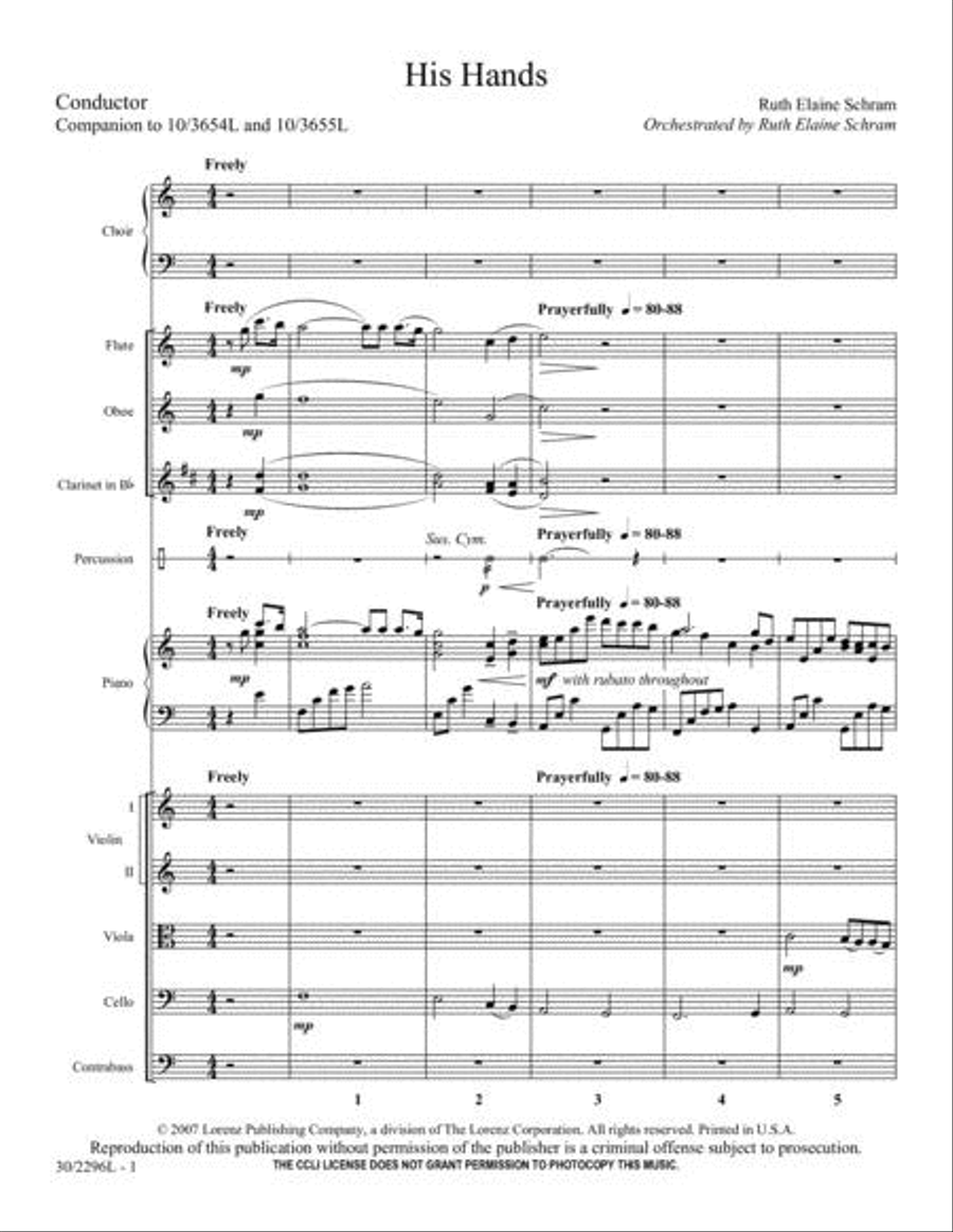 His Hands - Small Orchestra Score and Parts Choir scores gallery preview page 2