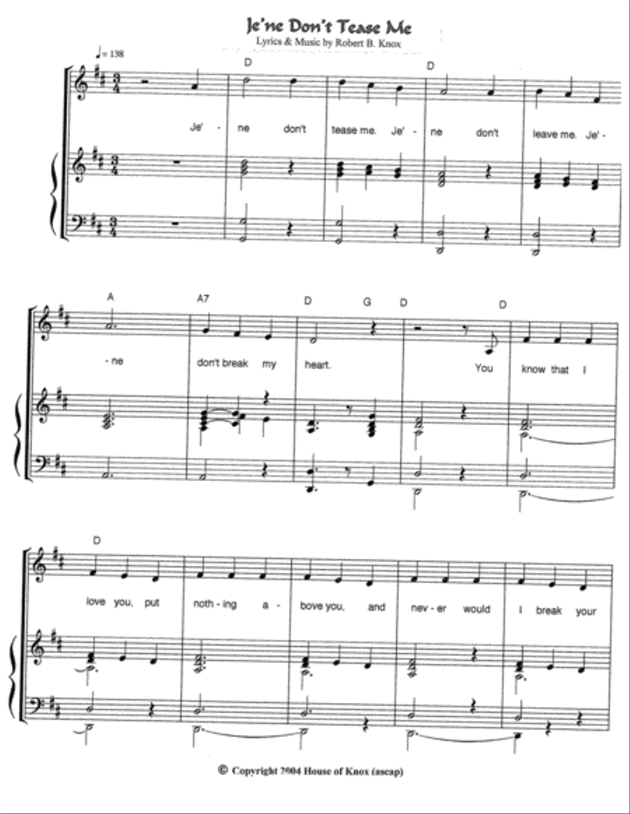 Je'ne Don't Tease Me Voice scores gallery preview page 2