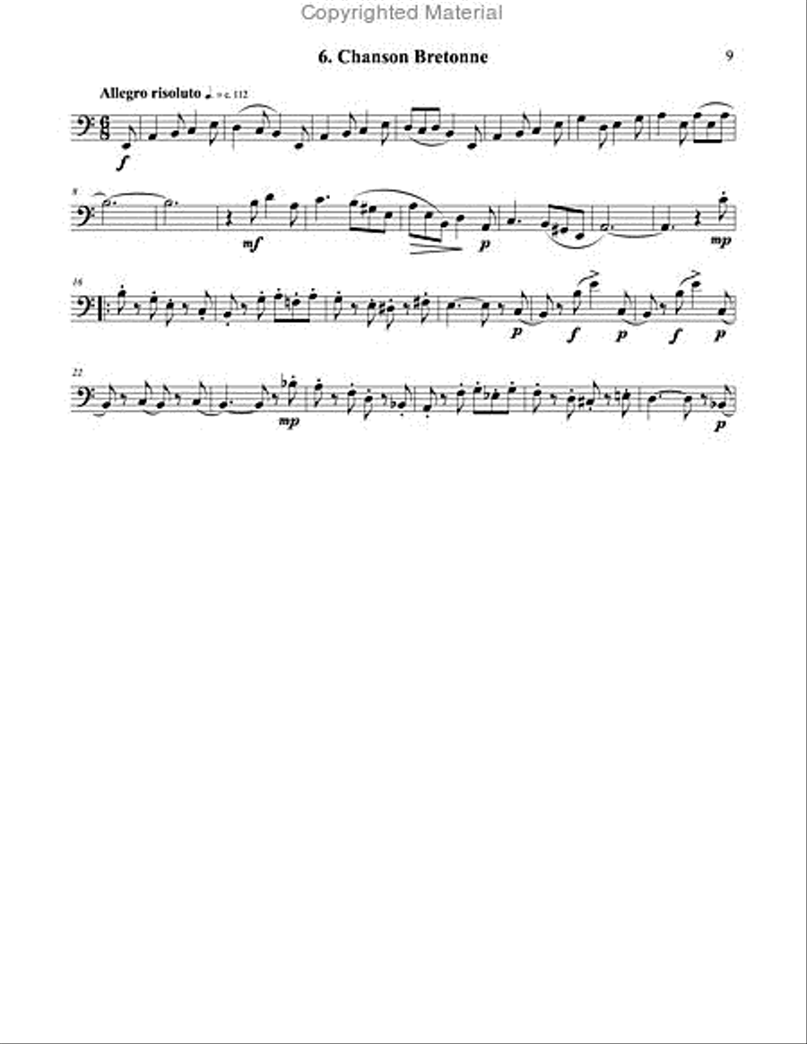Six Romances Without Words, Op 76 for Tuba or Bass Trombone and Piano Bass Trombone scores gallery preview page 8