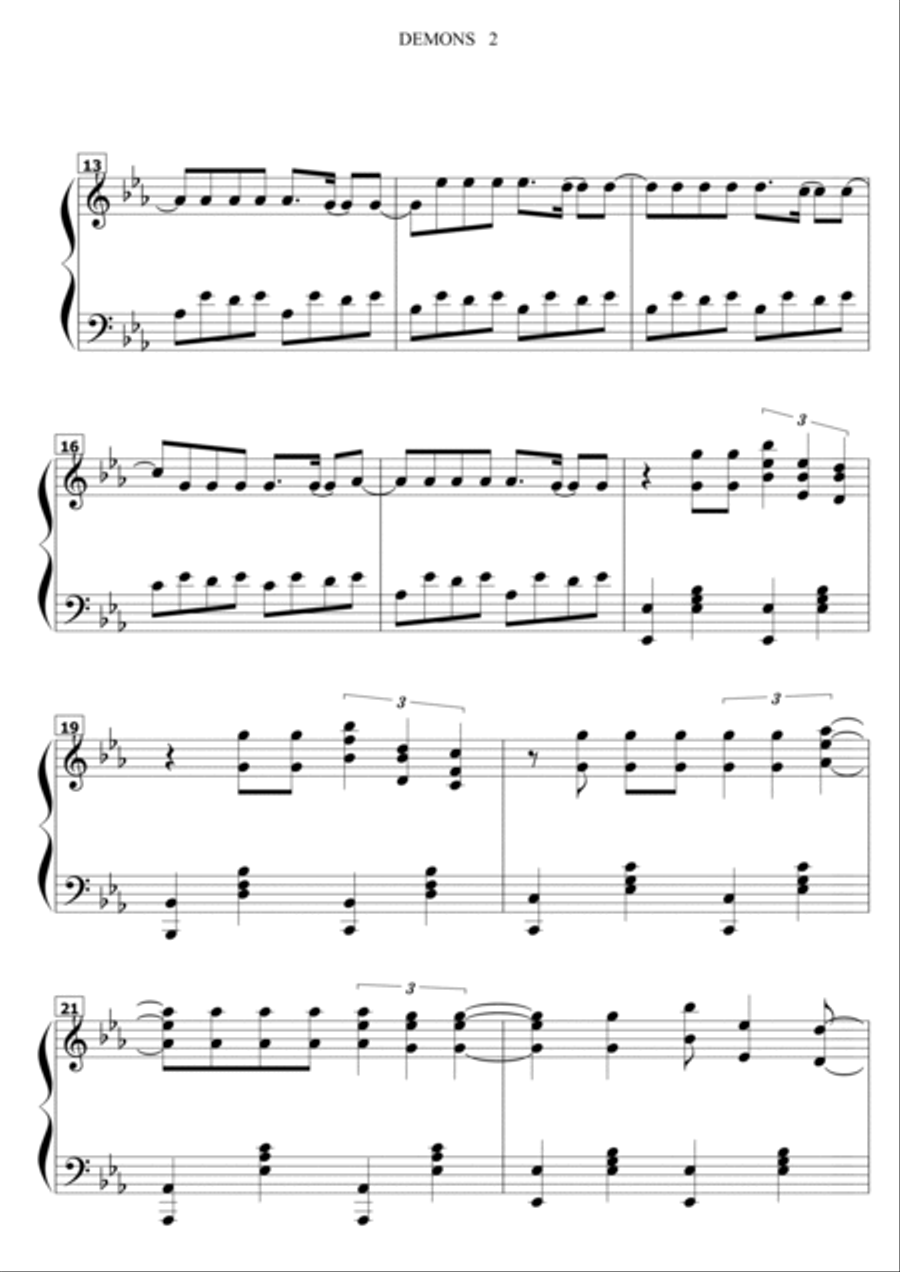 Demons Piano Solo scores gallery preview page 2