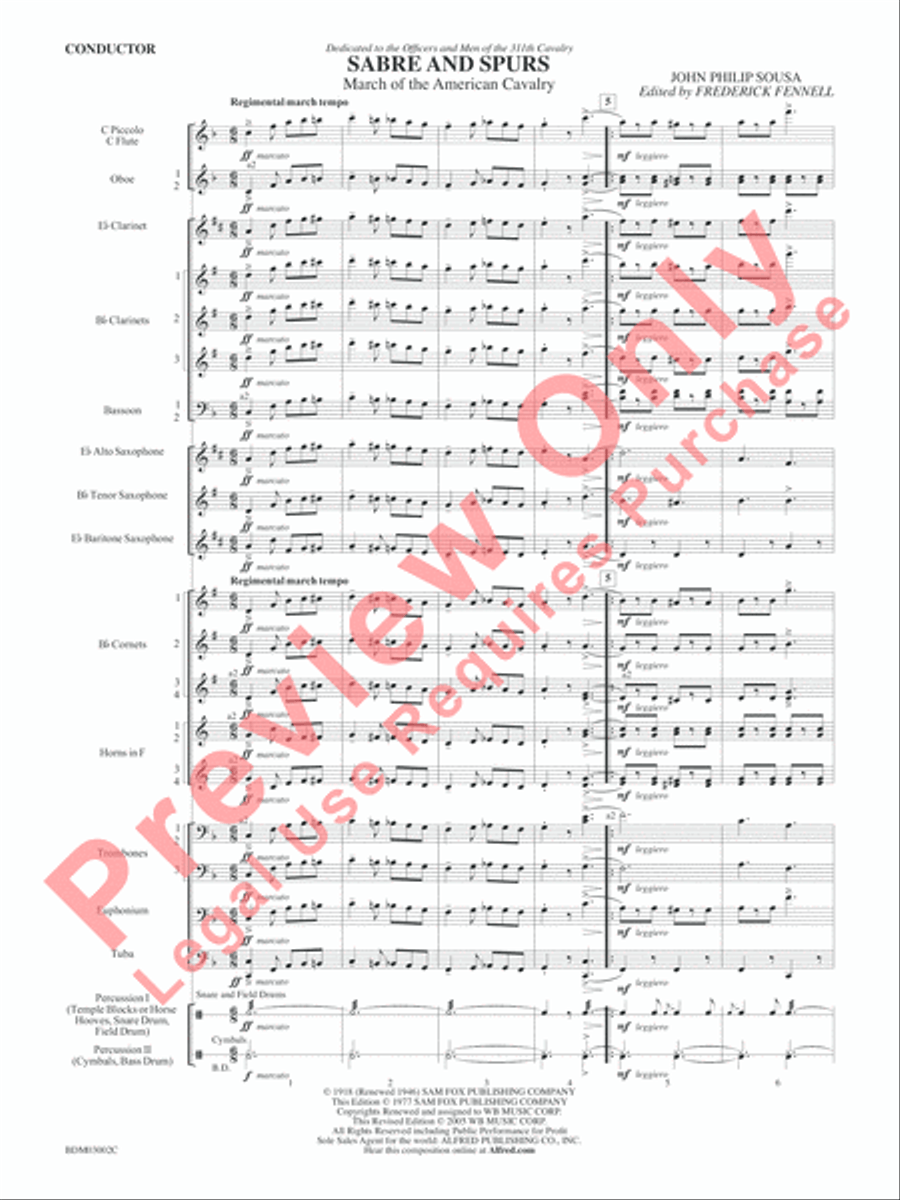 Sabre and Spurs (March of the American Cavalry) Concert Band scores gallery preview page 4