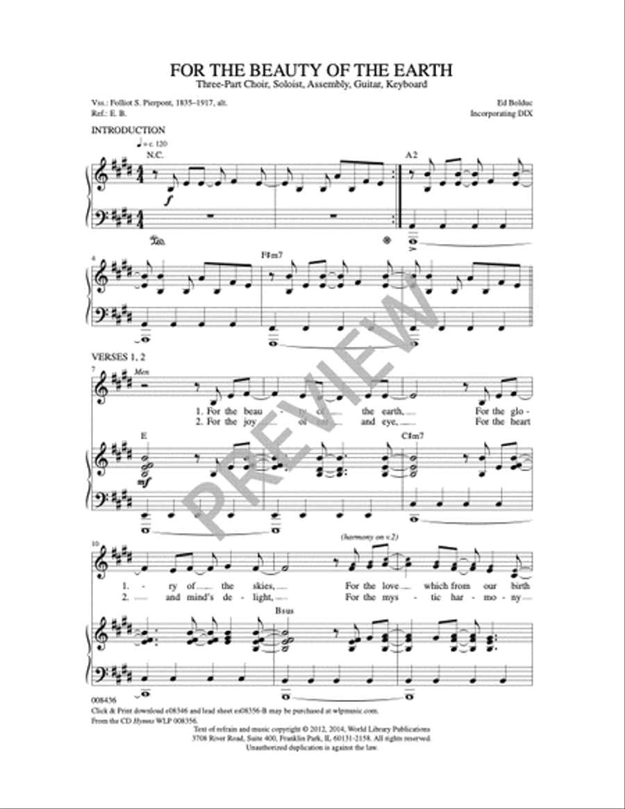 For the Beauty of the Earth 3-Part scores gallery preview page 2