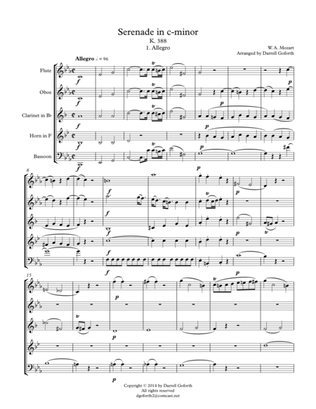 Mozart: Serenade in c-minor, K. 388 (Arranged for Wind Quintet)