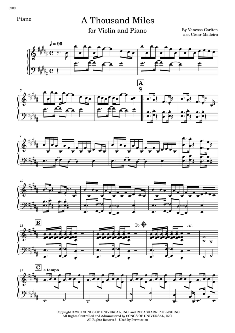 A Thousand Miles Violin Solo scores gallery preview page 3