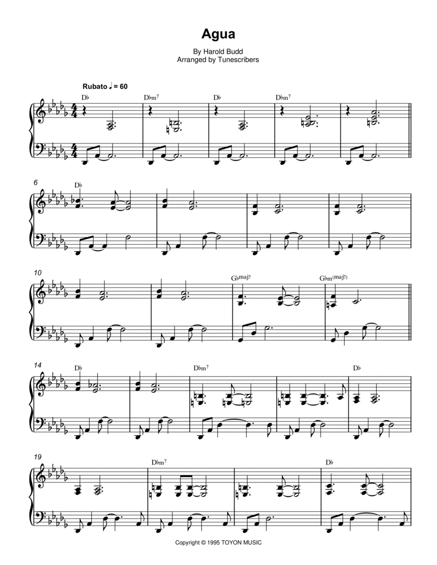 Agua Piano Solo scores gallery preview page 1