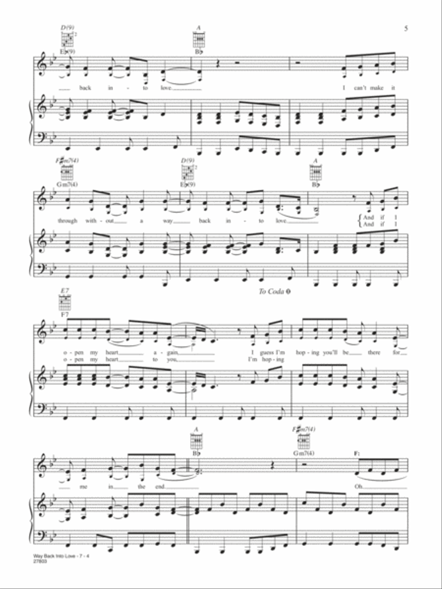 Way Back Into Love (from Music and Lyrics) Piano, Vocal, Guitar scores gallery preview page 4