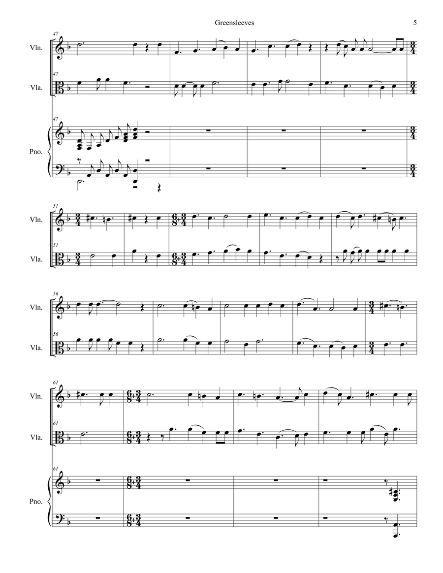 Greensleeves (Duet for Violin and Viola)