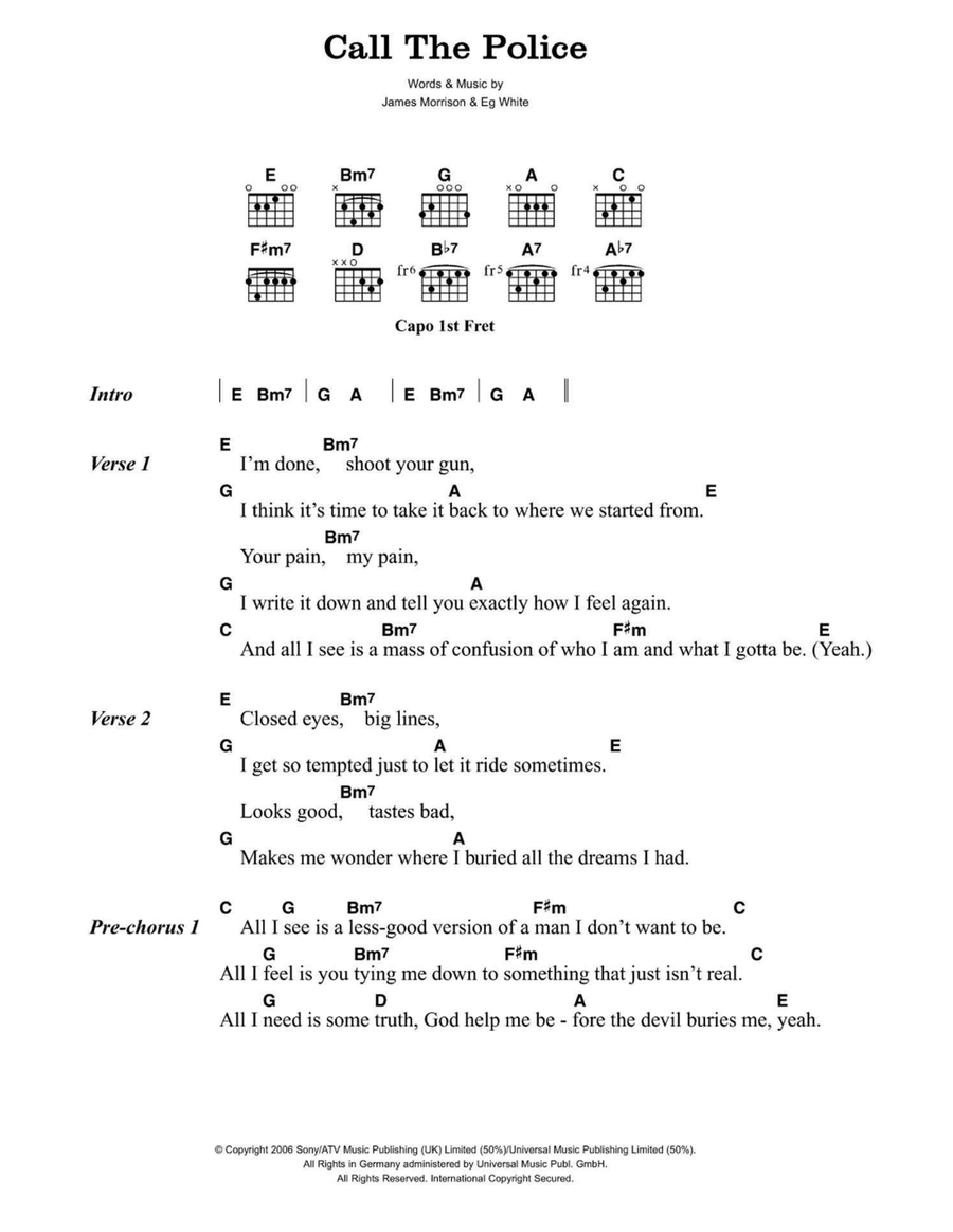 Call The Police Acoustic Guitar scores gallery preview page 1