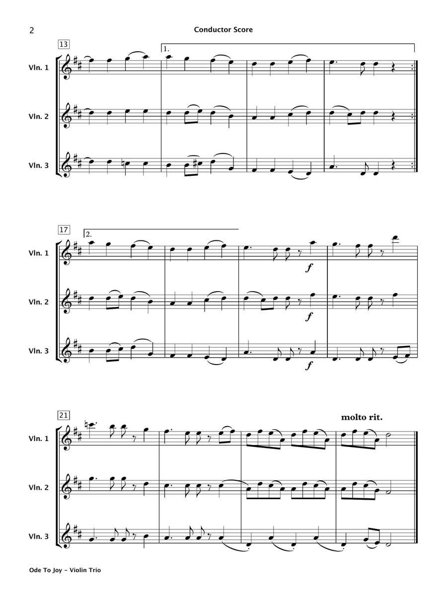 Ode To Joy (Violin Trio) String Trio scores gallery preview page 3