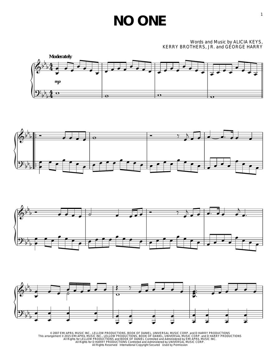 No One Piano Solo scores gallery preview page 1